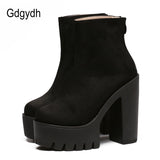 Gdgydh Fashion Boots Women Platform Shoes For Autumn Soft Leather Woman Party Shoes Ankle Boots High Heels 2019 New Black Zipper