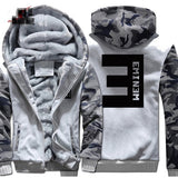 New Eminem Hoodies Warm Jackets Men Winter Hip Hop Coat Fashion Men Thicken Zipper Striped Patchwork Hooded Sweatshirts Tops
