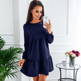 ELSVIOS New Women Dress Autumn Winter Fashion Long Sleeve Draped Dresses Blue Pink ArmyGreen Womens Clothing Sexy Mini Dress