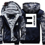 New Eminem Hoodies Warm Jackets Men Winter Hip Hop Coat Fashion Men Thicken Zipper Striped Patchwork Hooded Sweatshirts Tops