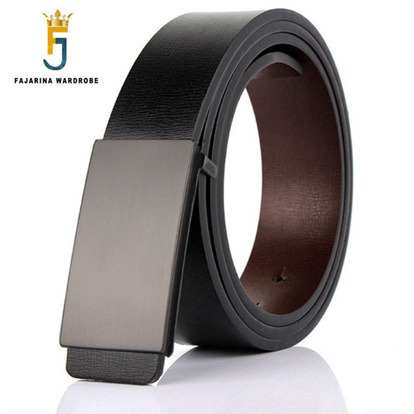 FAJARINA Brand Mens Quality Design PU 2nd Layer Genuine Leather Black Fashion Belts Male Jeans Belt Apparel Accessories for Men