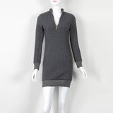 Mini Fashion Zip-up Zipper 2018 Autumn Winter Sweater Dress Sexy V Neck Knit Dresses Warm Bodycon Women Dress New GV101