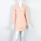 Mini Fashion Zip-up Zipper 2018 Autumn Winter Sweater Dress Sexy V Neck Knit Dresses Warm Bodycon Women Dress New GV101