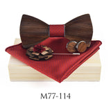 ZDJMEITRXDOOW 3D Wooden Bow Tie Men's Wedding Bowties With Wood Box Cufflinks Brooch Casual Luxury Vintage For Men Accessory