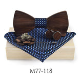 ZDJMEITRXDOOW 3D Wooden Bow Tie Men's Wedding Bowties With Wood Box Cufflinks Brooch Casual Luxury Vintage For Men Accessory