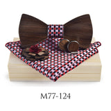 ZDJMEITRXDOOW 3D Wooden Bow Tie Men's Wedding Bowties With Wood Box Cufflinks Brooch Casual Luxury Vintage For Men Accessory