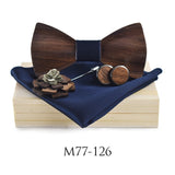 ZDJMEITRXDOOW 3D Wooden Bow Tie Men's Wedding Bowties With Wood Box Cufflinks Brooch Casual Luxury Vintage For Men Accessory