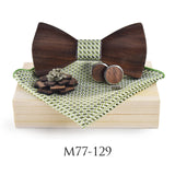 ZDJMEITRXDOOW 3D Wooden Bow Tie Men's Wedding Bowties With Wood Box Cufflinks Brooch Casual Luxury Vintage For Men Accessory
