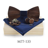 ZDJMEITRXDOOW 3D Wooden Bow Tie Men's Wedding Bowties With Wood Box Cufflinks Brooch Casual Luxury Vintage For Men Accessory