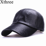 Xthree New fashion high quality fall winter men leather hat Cap casual moto snapback hat men's baseball cap wholesale