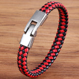 TYO Black/Brown/Red/Blue Color PU Leather Bracelet Easy Hook Colorful Veins Bangle For Women Jewelry Accessories Father's Day