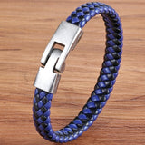 TYO Black/Brown/Red/Blue Color PU Leather Bracelet Easy Hook Colorful Veins Bangle For Women Jewelry Accessories Father's Day