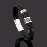 2018 new Jewelry Punk 2 color Zinc Alloy Accessories Weave Genuine leather Men braided  Bracelet male Bangles pulseras hombre