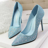 BLGTREE 2018 Fashion New Women Pumps Classic Sequined Shallow Women High Heels Sexy Pointed 10cm Wedding shoes party Women Shoes