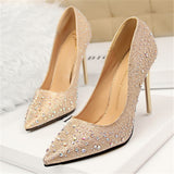 BLGTREE 2018 Fashion New Women Pumps Classic Sequined Shallow Women High Heels Sexy Pointed 10cm Wedding shoes party Women Shoes
