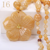 Yumten Women Statement Necklace Flowers Natural Stone Pendant Gemstone Men Accessories Fashion Short Necklace Crystal Jewelry