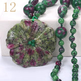 Yumten Women Statement Necklace Flowers Natural Stone Pendant Gemstone Men Accessories Fashion Short Necklace Crystal Jewelry