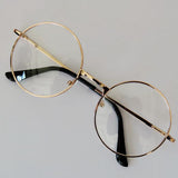 2 Styles Fashion  Unisex Metal Frame Eyeglasses Retro Round Circle Original Clear Lens  Men Women Eye Glasses
