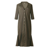 LOSSKY Solid 2018 New Fashion Women Casual Long Dress Women Autumn Winter Long Sleeve Button Shirt Maxi Dresses Ladies Vestido