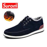 SUROM Men's Leather Casual Shoes Brand Autumn Winter New Fashion Sneakers Men Loafers Adult Moccasins Male Suede Shoes Krasovki