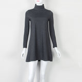 New Fashion Autumn Winter Dress Turtleneck Long Sleeve Loose Casual Dress New Solid Dress Women A-Line Robe Plus Size GV160