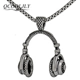 QCOOLJLY New Headset long Necklace pendant Popular Music Headphones golden &black&silver jewelry for men and women Accessories