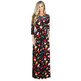 New Women Long Dress Christmas Print Seven Quarter Sleeve O Neck Slim Bandage Elegant Fashion Casual Ladies Party Dress Vestidos