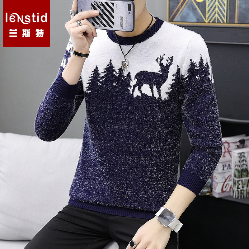 LENSTID 9 Styles 2018 Autumn Winter New Casual Sweater Men Pattern Knitted Pullovers Fashion Slim Fit Christmas Gift Male 6616#