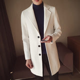 New 2018 Winter Fashion Men's Solid Color Single Breasted Trench Coat / Male Casual Slim Long Woolen Cloth Coat Large Size 5XL