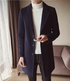New 2018 Winter Fashion Men's Solid Color Single Breasted Trench Coat / Male Casual Slim Long Woolen Cloth Coat Large Size 5XL