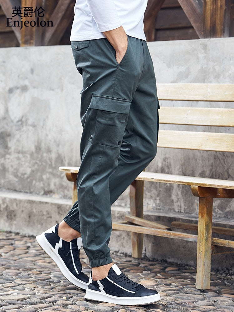 Enjeolon brand new winter long trousers pants men black fashion sweatpants for men quality casual pants males clothes K6820