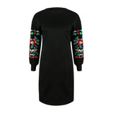 Printed Sleeves Women Dresses Casual Round Neck Loose Ladies Dress 2018 Winter New Fashion Female Clothing Hot Sale Vestidos