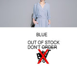 [EAM] 2019 New Spring  winter V-collar Half Sleeve Bandgae Loose Temperament Loose Big Size Chiffon Dress Women Fashion  JF733