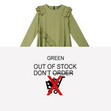 [EAM] 2019 New Spring  Winter Round Neck Long Sleeve Ruffles Split Joint Irregular Hem Loose Dress Women Fashion Tide JI045