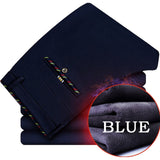 Brother Wang Brand 2019 Winter New Men's Warm Casual Pants Fashion Business Slim Elastic Fleece Thick Pants Plus Size 44 46