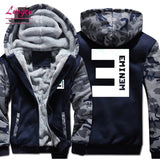 New Eminem Hoodies Warm Jackets Men Winter Hip Hop Coat Fashion Men Thicken Zipper Striped Patchwork Hooded Sweatshirts Tops
